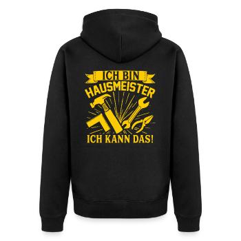 Ich Bin Hausmeister Ich Kann Das Witziges - Unisex Premium Bio Zip Hoodie - Schwarz - Hinten - Nico (187cm)