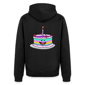 Arc-en-ciel Anniversaire gâteau gâteau fantaisie - Veste à capuche bio Premium Unisexe - noir - Dos - Nico (187cm)