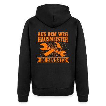 Aus Dem Weg Hausmeister Im Einsatz Hauswart - Unisex Premium Bio Zip Hoodie - Schwarz - Hinten - Nico (187cm)