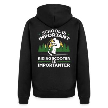 Cooles Stunt Scooter Tretroller Skater Geschenk - Unisex Premium Bio Zip Hoodie - Schwarz - Hinten - Nico (187cm)