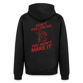 Cooles Stunt Scooter Tretroller Skater Geschenk - Unisex Premium Bio Zip Hoodie - Schwarz - Hinten - Nico (187cm)