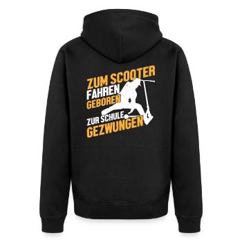 Cooles Stunt Scooter Tretroller Skater Geschenk - Unisex Premium Bio Zip Hoodie - Schwarz - Hinten - Nico (187cm)