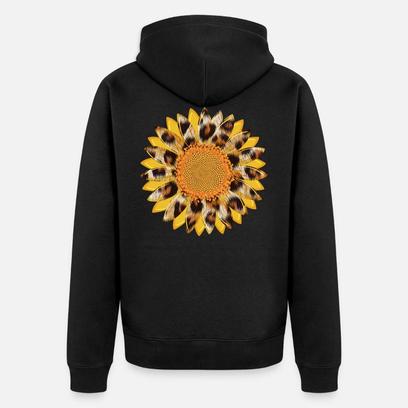 Sonnenblume Leopard Sublimation Design - Unisex Premium Bio Zip Hoodie - Schwarz
