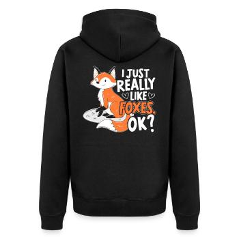 Ich Mag Halt Einfach Füchse Ok? Fuchs Lover - Unisex Premium Bio Zip Hoodie - Schwarz - Hinten - Nico (187cm)