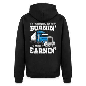 Wenn Diesel nicht brennt, verdiene ich nichts LKW - Unisex Premium Bio Zip Hoodie - Schwarz - Hinten - Nico (187cm)