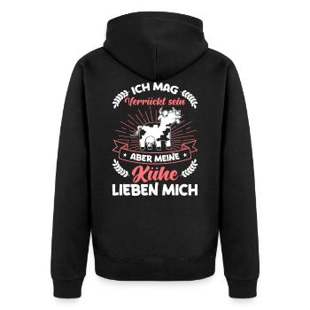Lustiges Kuh Landwirt Bäuerin Kühe Geschenk - Unisex Premium Bio Zip Hoodie - Schwarz - Hinten - Nico (187cm)