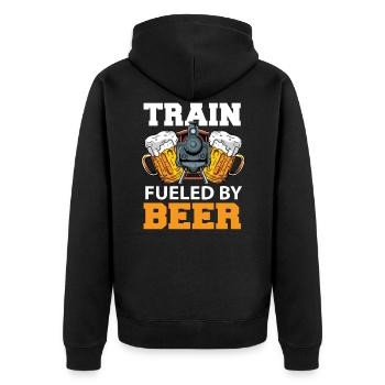 Train Trains Train Lovers Shirt funny Train Shirt Iron - Unisex Premium Organic Zip Hoodie - black - Back - Nico (187cm)