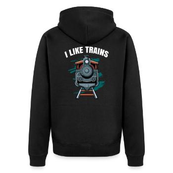Zug - Unisex Premium Bio Zip Hoodie - Schwarz - Hinten - Nico (187cm)