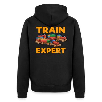 Zug - Unisex Premium Bio Zip Hoodie - Schwarz - Hinten - Nico (187cm)