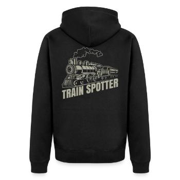 Zug - Unisex Premium Bio Zip Hoodie - Schwarz - Hinten - Nico (187cm)