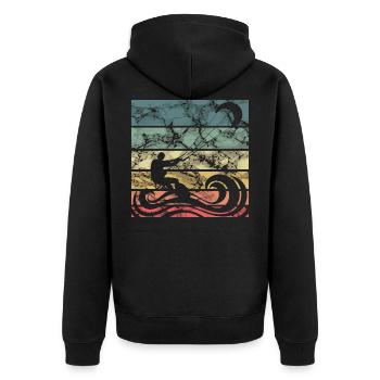 Retro Kitesurfen - Unisex Premium Bio Zip Hoodie - Schwarz - Hinten - Nico (187cm)