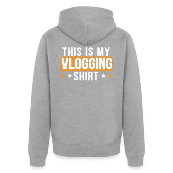 Das Ist Mein Vlogging Shirt Vlogger Social Media - Unisex Premium Bio Zip Hoodie - Grau meliert - Hinten - Nico (187cm)