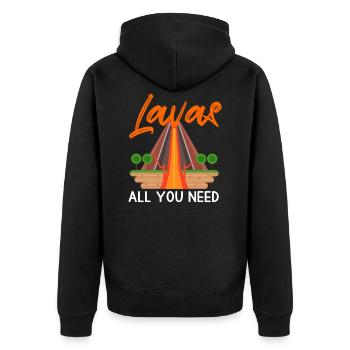 Vulkan Vulkane Vulkanliebhaber Shirt lustig Vulkan - Unisex Premium Bio Zip Hoodie - Schwarz - Hinten - Nico (187cm)