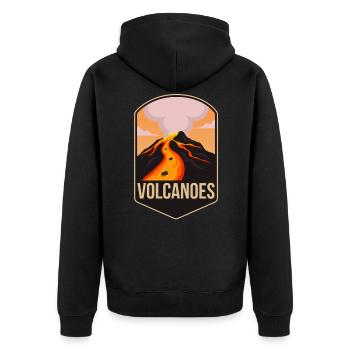 Vulkan - Unisex Premium Bio Zip Hoodie - Schwarz - Hinten - Nico (187cm)