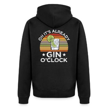 Funny Gin Lover Tonic Sayings Gift - Unisex Premium Organic Zip Hoodie - black - Back - Nico (187cm)