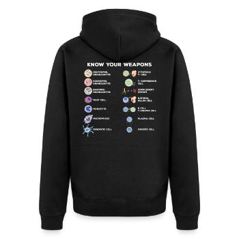 Wissenschaft Experimente - Unisex Premium Bio Zip Hoodie - Schwarz - Hinten - Nico (187cm)