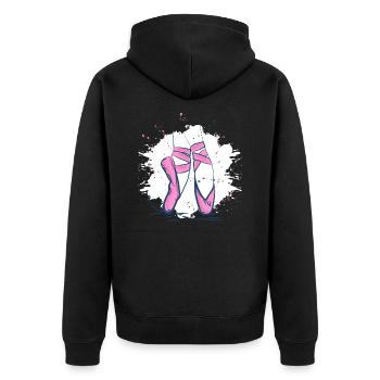 Balettschuhe Ballett Tanz Tänzer - Unisex Premium Bio Zip Hoodie - Schwarz - Hinten - Nico (187cm)