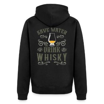 Whiskey Liebhaber Geschenk Für Whisky Trinker - Unisex Premium Bio Zip Hoodie - Schwarz - Hinten - Nico (187cm)