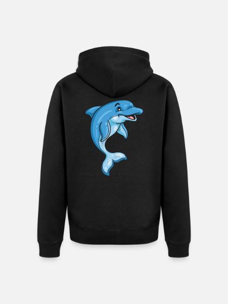 dolphin - Unisex Premium Organic Zip Hoodie - black