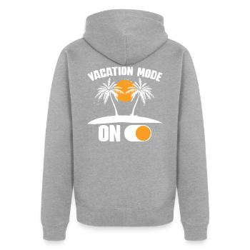 Vacation Mode On - un sort amusant pour les vacanciers - Veste à capuche bio Premium Unisexe - gris chiné - Dos - Nico (187cm)
