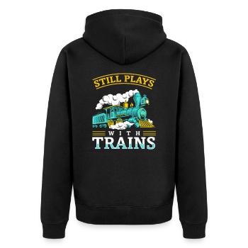 Still Plays With Trains Modeleisenbahn - Veste à capuche bio Premium Unisexe - noir - Dos - Nico (187cm)