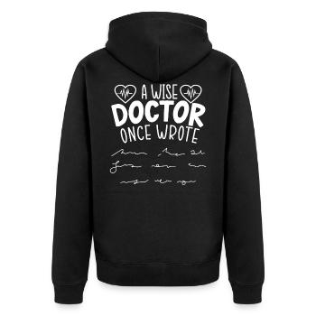Un sage docteur a écrit un jour au docteur en disant - Veste à capuche bio Premium Unisexe - noir - Dos - Nico (187cm)