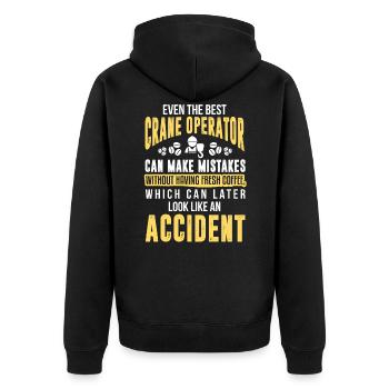 Kranfahrer Kran Kranführer Baustelle Arbeit - Unisex Premium Bio Zip Hoodie - Schwarz - Hinten - Nico (187cm)