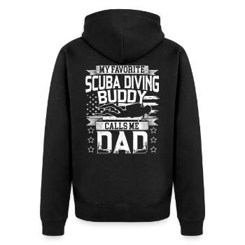 Mein Lieblings Tauchkumpel Nennt Mich Papa Taucher - Unisex Premium Bio Zip Hoodie - Schwarz - Hinten - Nico (187cm)