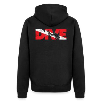 Diving flag diver diving - Unisex Premium Organic Zip Hoodie - black - Back - Nico (187cm)