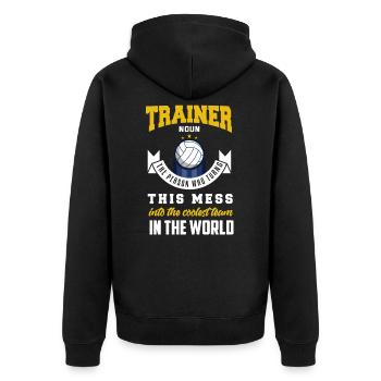 Volleyball Trainer Volleyballer Mannschaft Ball - Unisex Premium Bio Zip Hoodie - Schwarz - Hinten - Nico (187cm)
