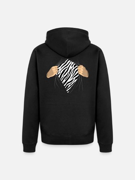 zebra - Unisex Premium Organic Zip Hoodie - black