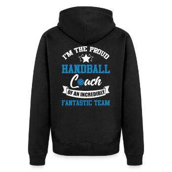 Handball Trainer Handballer Mannschaft Ball - Unisex Premium Bio Zip Hoodie - Schwarz - Hinten - Nico (187cm)