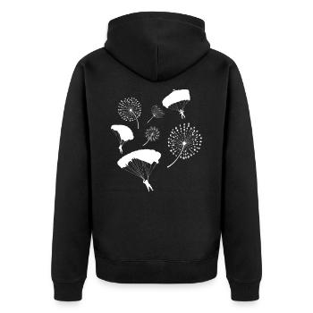 Fallschirm Löwenzahn Fallschirmspringer - Unisex Premium Bio Zip Hoodie - Schwarz - Hinten - Nico (187cm)