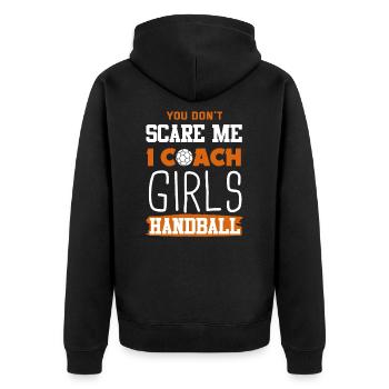 Handball Trainer Handballer Mannschaft Ballsport - Unisex Premium Bio Zip Hoodie - Schwarz - Hinten - Nico (187cm)