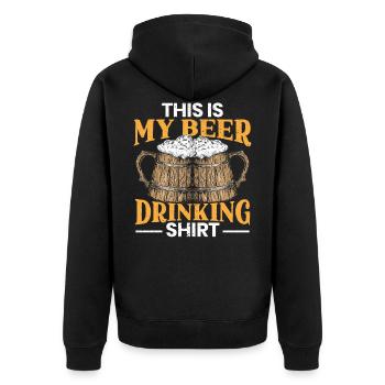 This Is My Beer Drinking Shirt Beer Drinker - Unisex Premium Organic Zip Hoodie - black - Back - Nico (187cm)