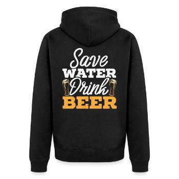 Save Water Drink Beer Biertrinker Bier Liebhaber - Unisex Premium Bio Zip Hoodie - Schwarz - Hinten - Nico (187cm)