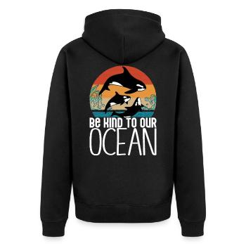 Orca Turque à épée - Be kind to our ocean - Veste à capuche bio Premium Unisexe - noir - Dos - Nico (187cm)