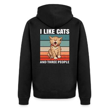 Katze - Unisex Premium Bio Zip Hoodie - Schwarz - Hinten - Nico (187cm)