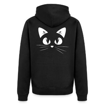 Katze - Unisex Premium Bio Zip Hoodie - Schwarz - Hinten - Nico (187cm)