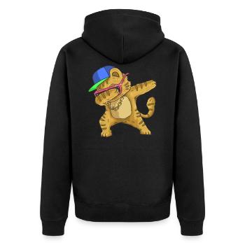 Katze - Unisex Premium Bio Zip Hoodie - Schwarz - Hinten - Nico (187cm)