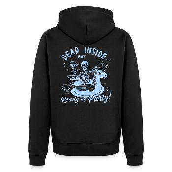 Funny Skull + Unicorn - Unisex Premium Organic Zip Hoodie - black - Back - Nico (187cm)