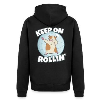 Keep On Rolling Hamster Besitzer - Unisex Premium Bio Zip Hoodie - Schwarz - Hinten - Nico (187cm)