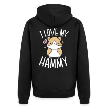 Ich Liebe Meinen Hammy Hamster Besitzer - Unisex Premium Bio Zip Hoodie - Schwarz - Hinten - Nico (187cm)