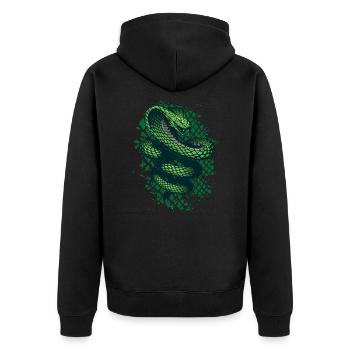 Grüne Schlange Reptil Terrarium - Unisex Premium Bio Zip Hoodie - Schwarz - Hinten - Nico (187cm)