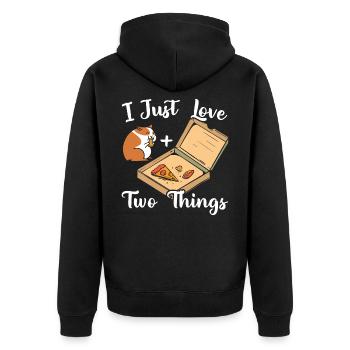 J’aime Seulement Deux choses Cobayes Et Pizza - Veste à capuche bio Premium Unisexe - noir - Dos - Nico (187cm)