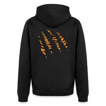 Tiger - Unisex Premium Bio Zip Hoodie - Schwarz - Hinten - Nico (187cm)