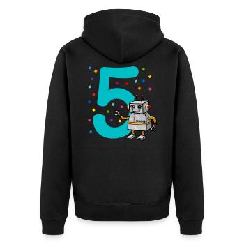 5. Geburtstag - Unisex Premium Bio Zip Hoodie - Schwarz - Hinten - Nico (187cm)