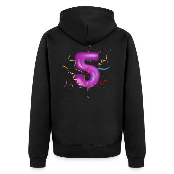 5. Geburtstag - Unisex Premium Bio Zip Hoodie - Schwarz - Hinten - Nico (187cm)
