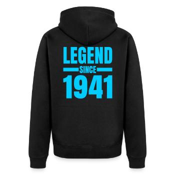 80. Geburtstag 80 Jahre Geburtstagsgeschenkidee - Unisex Premium Bio Zip Hoodie - Schwarz - Hinten - Nico (187cm)
