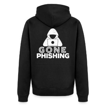Gone Phishing Cyber Security Game Master Hacker - Unisex Premium Bio Zip Hoodie - Schwarz - Hinten - Nico (187cm)